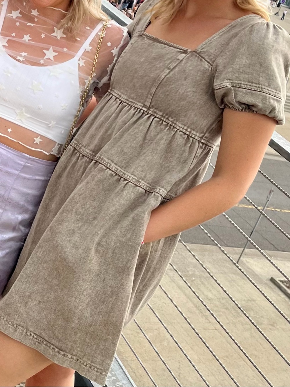Altar’d State Brown/Khaki Denim Mini Dress - Picture 3 of 3